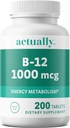 Oikeastaan B12-vitamiini 1000 mcg tablettia 200ct energiaaineenvaihdunta aikuisille, 200 päivää toimitus, 200