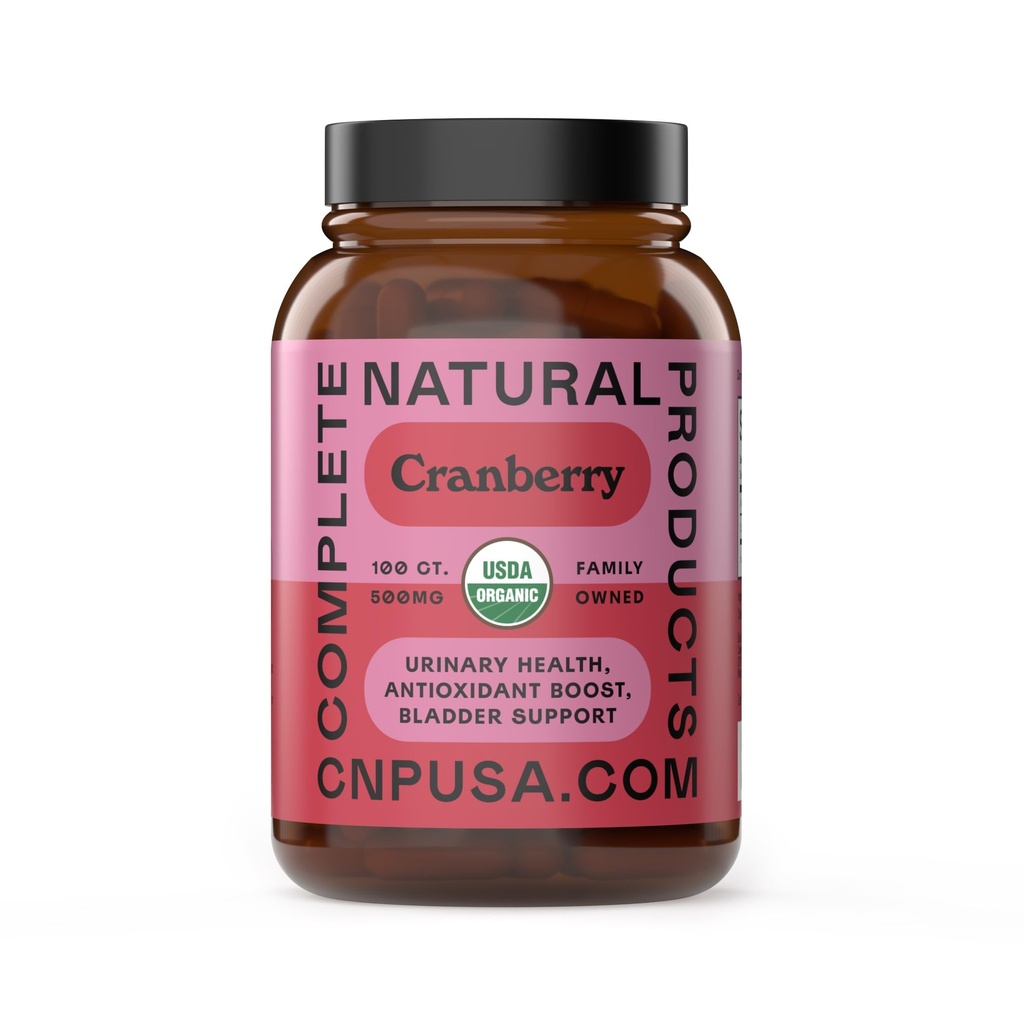 Organic Cranberry Capsules 500mg | Plant-Based, Vegan, Non-GMO, No Fillers | Stöder Urinary Tract & Bladder Health | Organisk Cranberry Powder Supplement