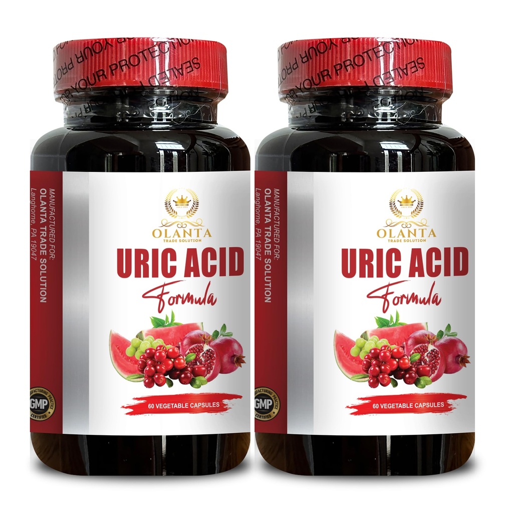 URIC Acid Support - Återställ gemensamma komfort, rörlighet, flexibilitet, inkluderar Tart Cherry, Chanca Piedra, Celery Extract & Turmeric - 2 flaskor 120 kapslar