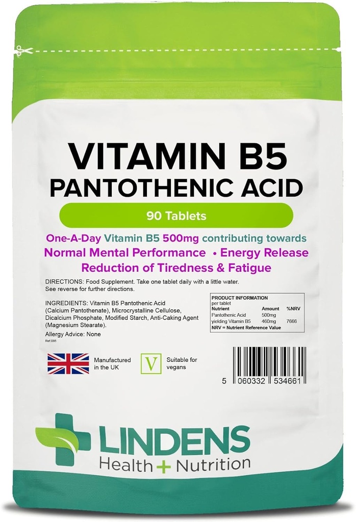 Lindens B-5 B5 100 x 460 mg tabletit (Pantoteenihappo)