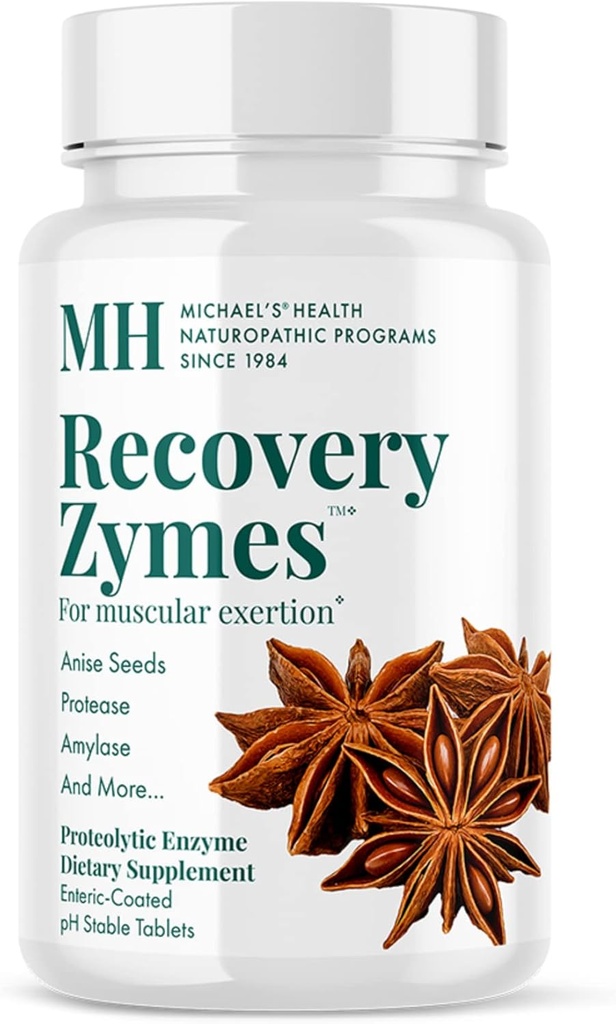 MICHAEL'S Health Naturopathic Programs Recovery Zymes - 180 Enteric Coated pH Stable Tablets - Proteolytic Enzyme Supplement - Stöder naturliga inflammatoriska svar - 30 portioner