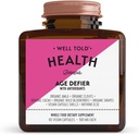 Well Told Anti-Aging Skin Support Supplement Health Age Defier med Organic Amla, Cacao och Resveratrol från organiska druvor - Non-GMO + Vegan (60 kapslar)