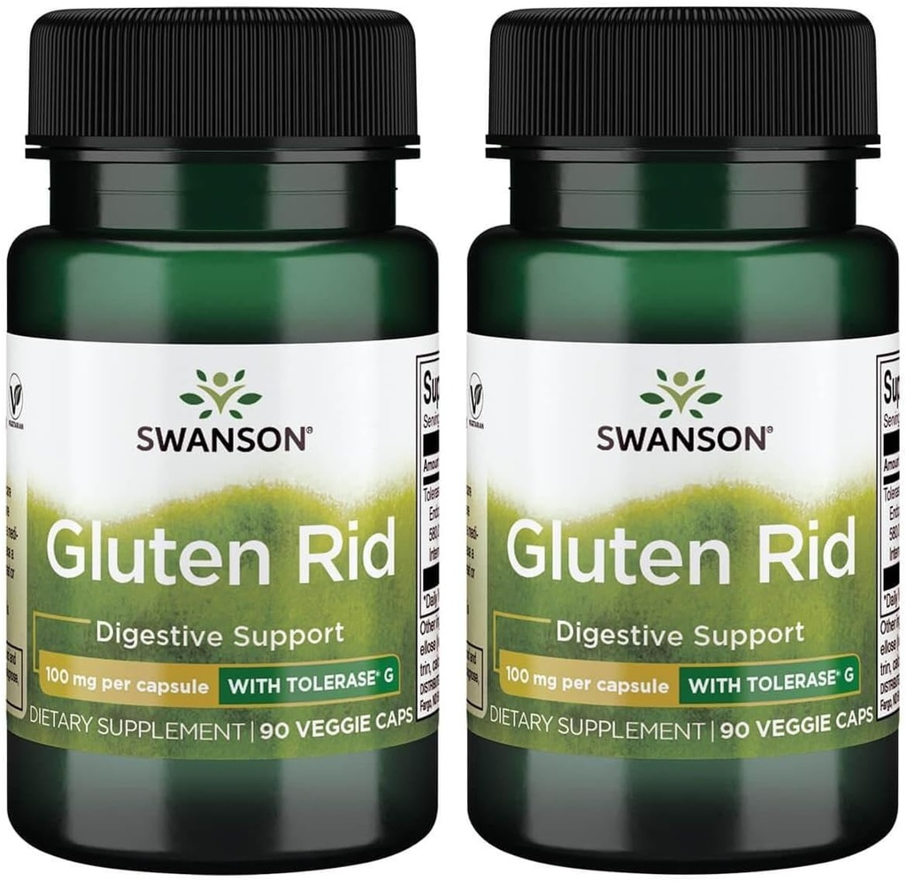 Swanson Gluten Rid med Tolerase G 100 mg 90 Veg Caps (2 Pack)