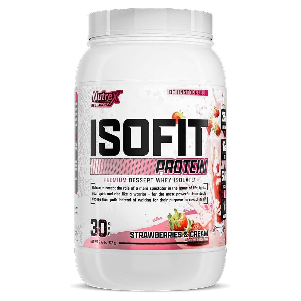 Nutrex Research IsoFit Whey Protein Powder Instantized 100% Whey Protein Isolate (30 Servings (Pack of 1), Mansikka & Cream)