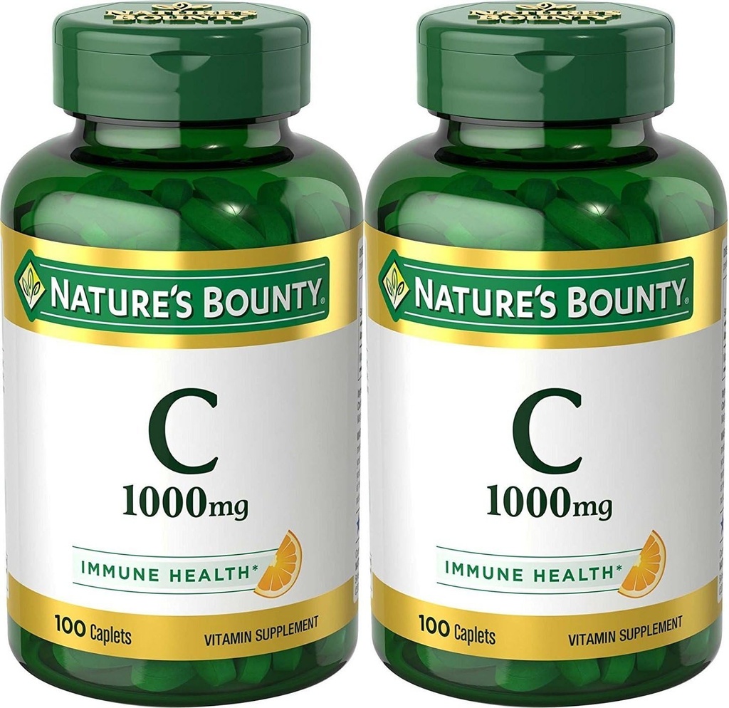 Naturens Bounty Vitamin C, 1000mg, stöder immunhälsa, 100 Caplets (Pack of 2)