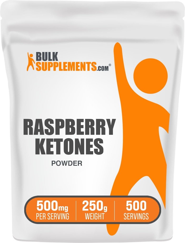 BulkSupplements.com Raspberry Ketones Powder - Raspberry Ketones Supplement, Antioxidant Source - för energistöd, Gluten Free, 500mg per servering, 250g (8,8 oz) (Pack av 1)