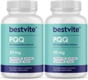 BESTVITE PQQ 20mg (Pyrrolokinoliini kinone) (240 kasviskapselia) (120 x 2) - Ei stearaattia - Vegan - Ei muuntogeenisiä organismeja - Gluteeniton