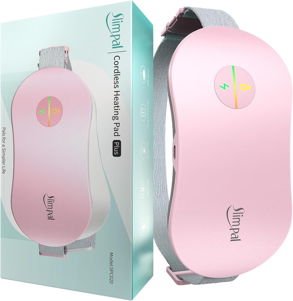 Slimpal Lämmitys Pad ajaksi Kramps, Kannettava johdoton Electric Lämmitys Pad varten Menstrual Pain Relief Heat Belt, Ladattava yllään lämpö Pad Lahjat hänen naisten tyttö vaimo tyttöystävä, Vaaleanpunainen
