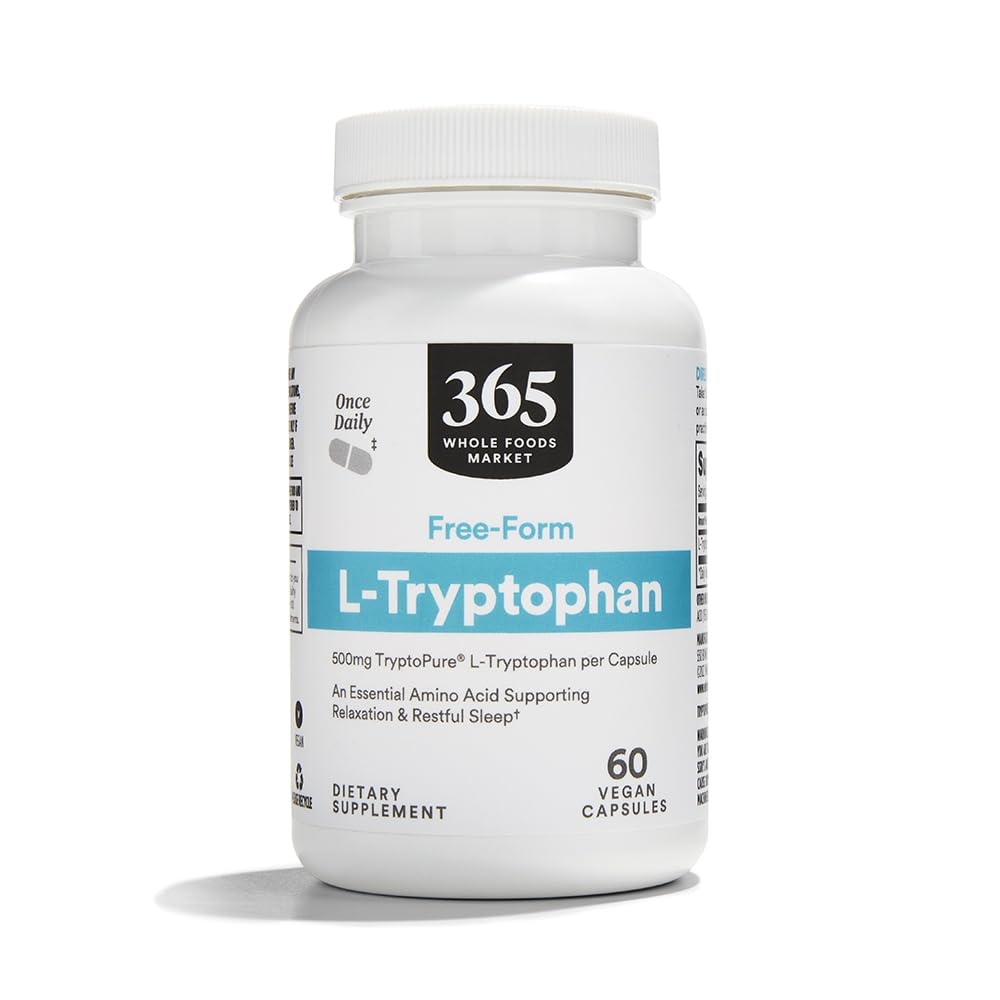 365 by Whole Foods Market, Free-Form L-Tryptophan 500mg, Vegan, 60 kapselia