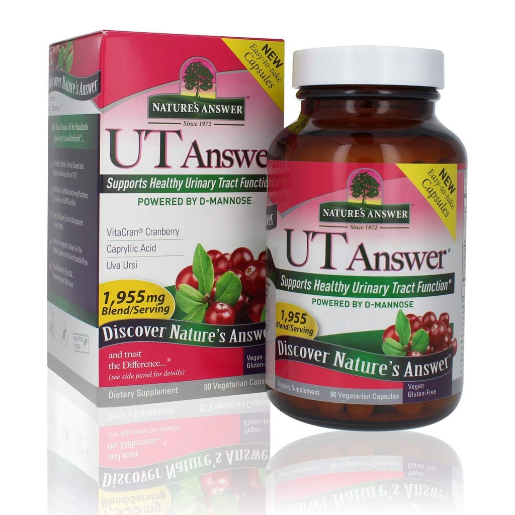 Naturens svar UT Svar med D-Mannose 1955mg 90-Count | Urinary Tract & Bladder Support | Natural Detox | Gluten-Free, Vegan, Kosher | Single Count