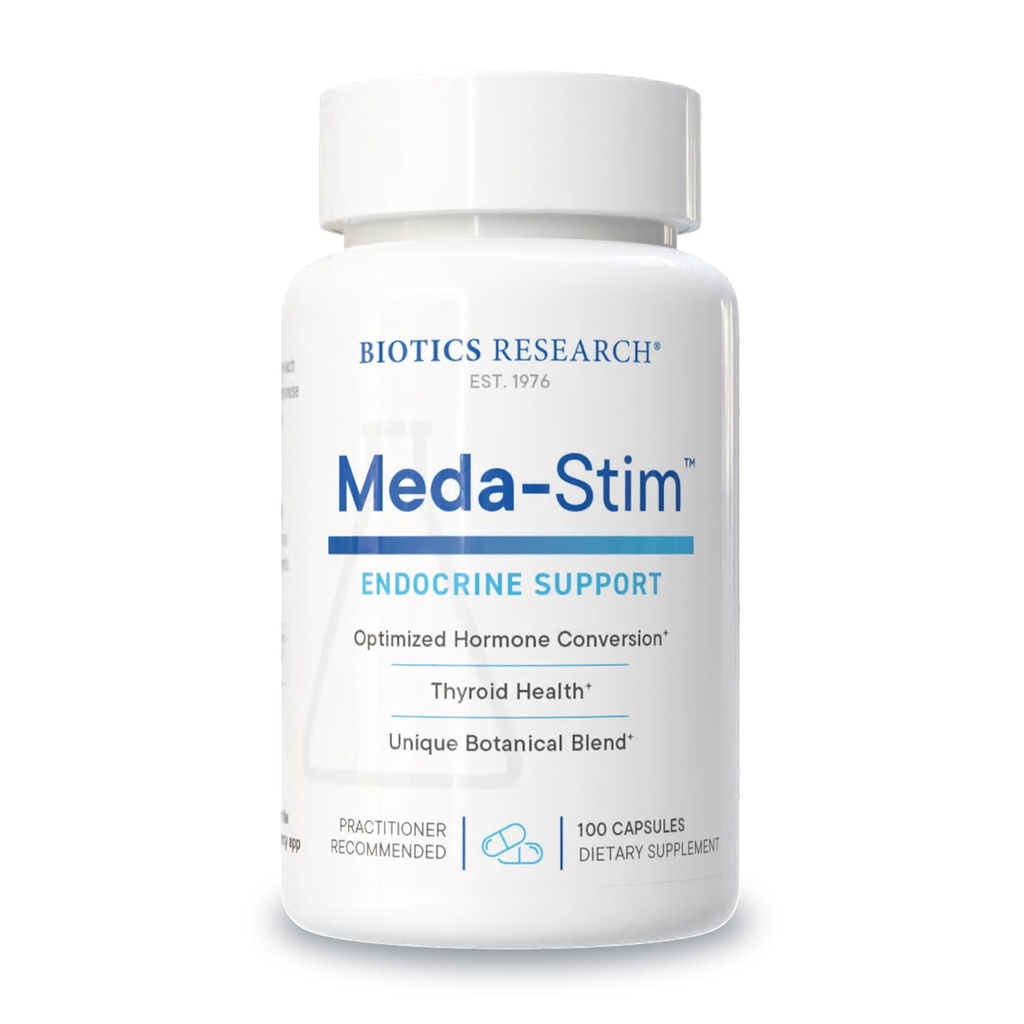 Biotics Research Meda Stim Tuki Umpieritystoiminto, Ravitsemustuki Kilpirauhasen Gland, Terve T3, T4, Tyroksiinitasot, Metabolinen terveys, Sisältää jodia, Seleeni, Magnesium, 100 kapselia