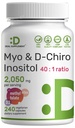Myo-Inositol & D-Chiro Inositol Supplement for Women (40:1) | 2,050mg Per Serving | 240 Veggie Capsules | med Folate, Vitamin D3 & Vitex | Hormonal Balance & Cycle Support | Non-GMO
