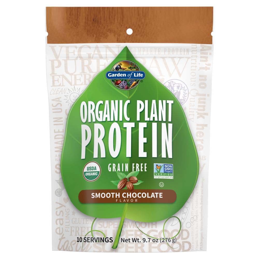 Elämänpuutarha Organic Plant Protein Smooth Chocolate Powder, 10 Servings - Vegaani, Grain Free & Gluteeniton Plant Based Shake with 1 miljardia PMY Probiootit & Enzymes, 15g Protein