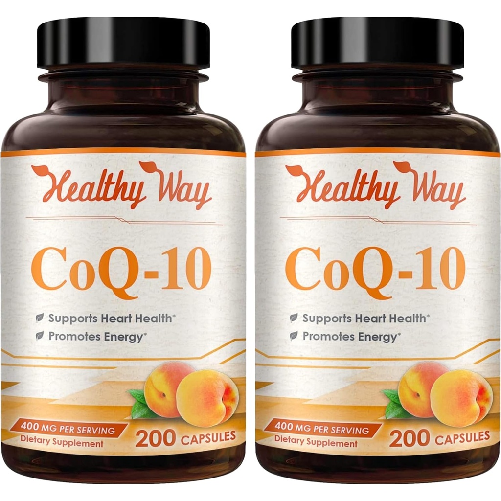 Coenzyme Q10 400 mg CoQ10 täydennysosa - kerran päivässä Coq 10 400 mg jauhekapselit terveelle sydämelle antioksidantti ja energiatuki - ei-GMO- nopea imeytyminen Ubikinoni Q10 Coenzyme (200 annosta)