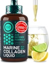 Liquid Marine Collagen Peptides Lisäravinteet - 1000 mg Hydrolysed Collagen Marine kanssa Hyaluronic Acid 10mg - Hiusten iho ja kynnet vitamiinit - Luonnollinen sitruuna maku, nestemäinen 2oz