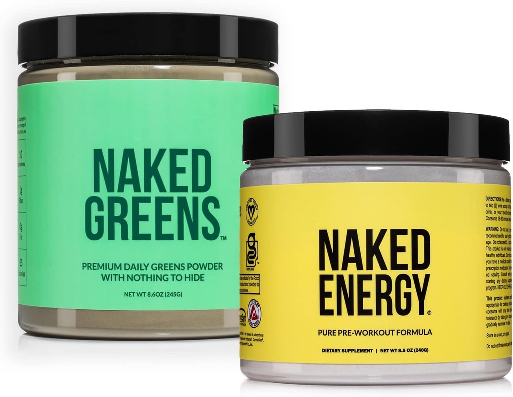 NAKED Vegan Energizing Bundle Mautonta Energy Nutrition Super Greens Powder Organic Greens täydennysosa