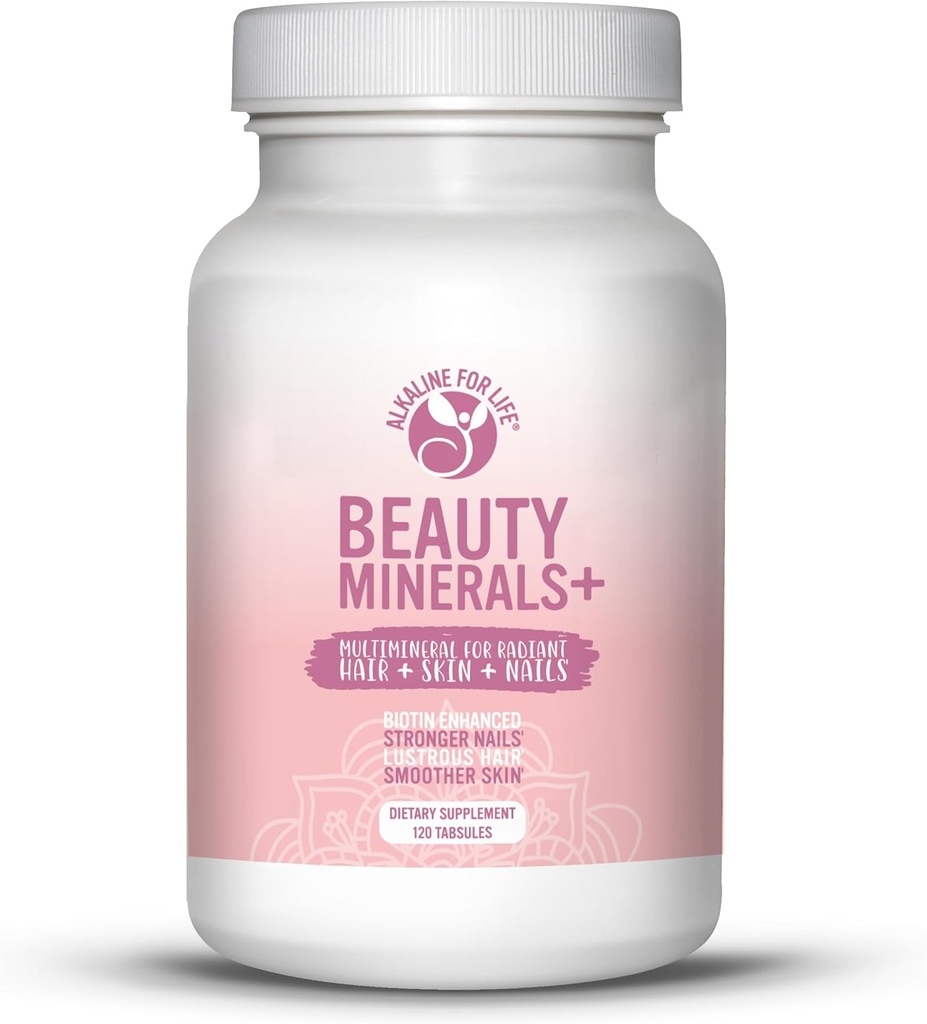 Skönhetsmineraler - Biotin förbättrad multimineral för hårväxt, nagelstyrka och hudelasticitet - 19 näringsämnen - hår hud och naglar vitaminer