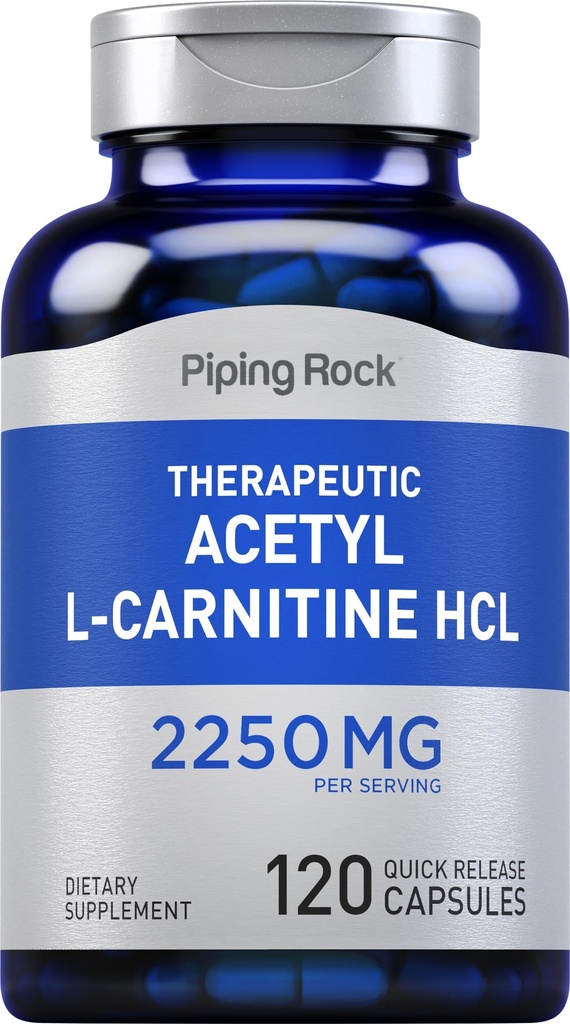 Piping Rock Acetyl L-Carnitine HCL | 2250mg | 120 kapslar | Therapeutic Supplement | Non-GMO, Gluten Free