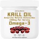 Antarktis Krill Oil Supplement, Rich in Omega-3s EPA, DHA & Astaksantiini, 1000mg Per Serving, Supplement for Heart and Immunity, 300 Soft-Gels