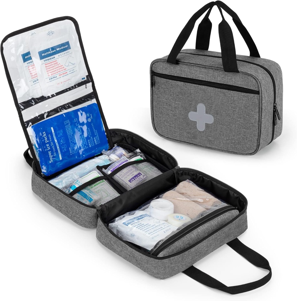 CURMIO Pieni ensiapulaukku, Tyhjä hätä Trauma Kit Järjestäjä Laukku vaellus, Telttailu, Auto, Matkustaa, Koti ja Ulkona, Harmaa, BAG VAIN, Patentti vireillä