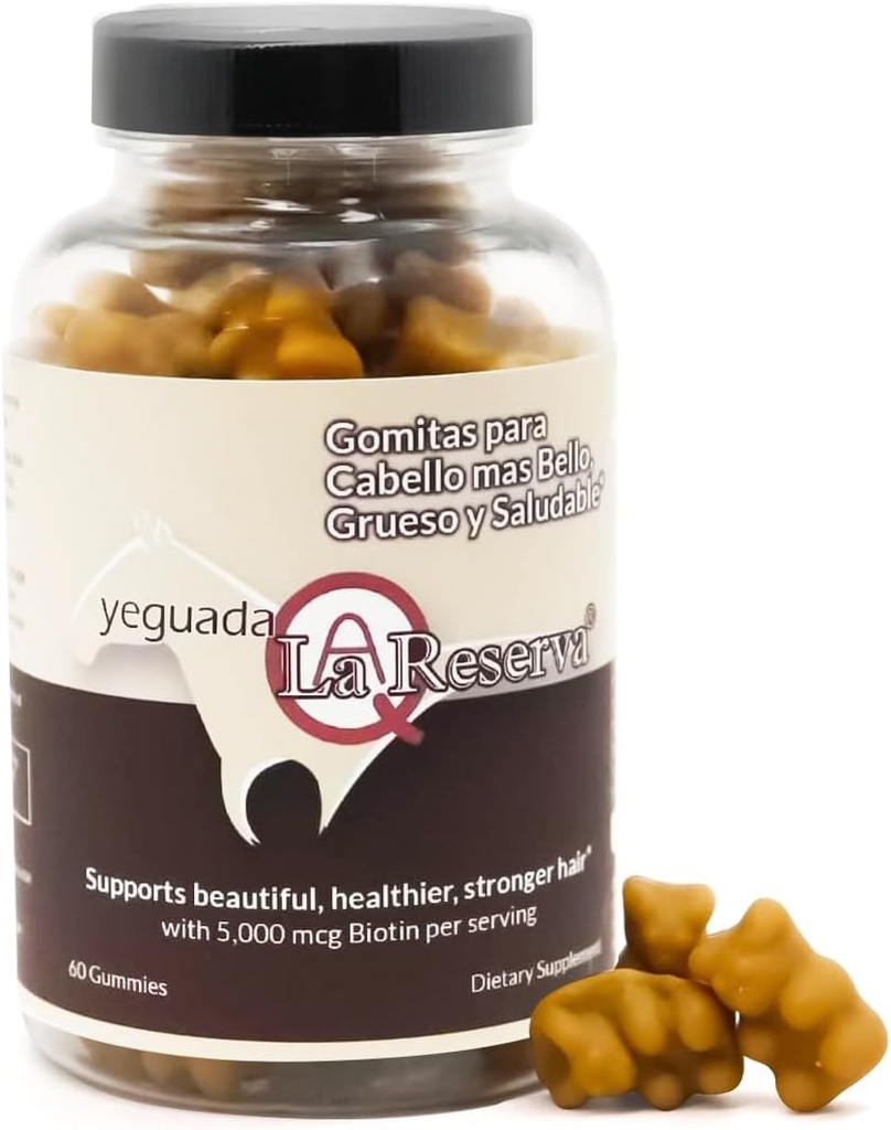Yeguada La Reserva Hiukset ja kynnet Gummies, 5000 mcg Biotin, E-vitamiini ja C-vitamiini Gummies hiukset iho ja kynnet, 60 Pieces ...