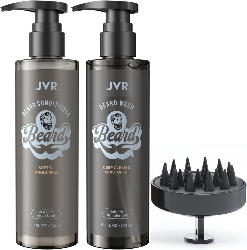 JVR Partapesu- ja partahoitoaine miehille, parta Shampoo puhdistaa ja vähentää Frizz, Pehmentää & vahvistaa, Luomu kookos, Aloe, Tarjoaa Shine kuiva & karhea parta, Partahoito (6.70)