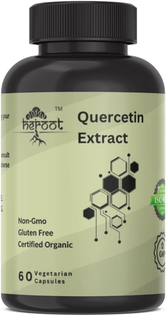 Quercetin Extract kapselit ei-GMO,Gluteeniton, kasvissyöjä tukee yleistä terveys vahvuus energia (60 kapselia)
