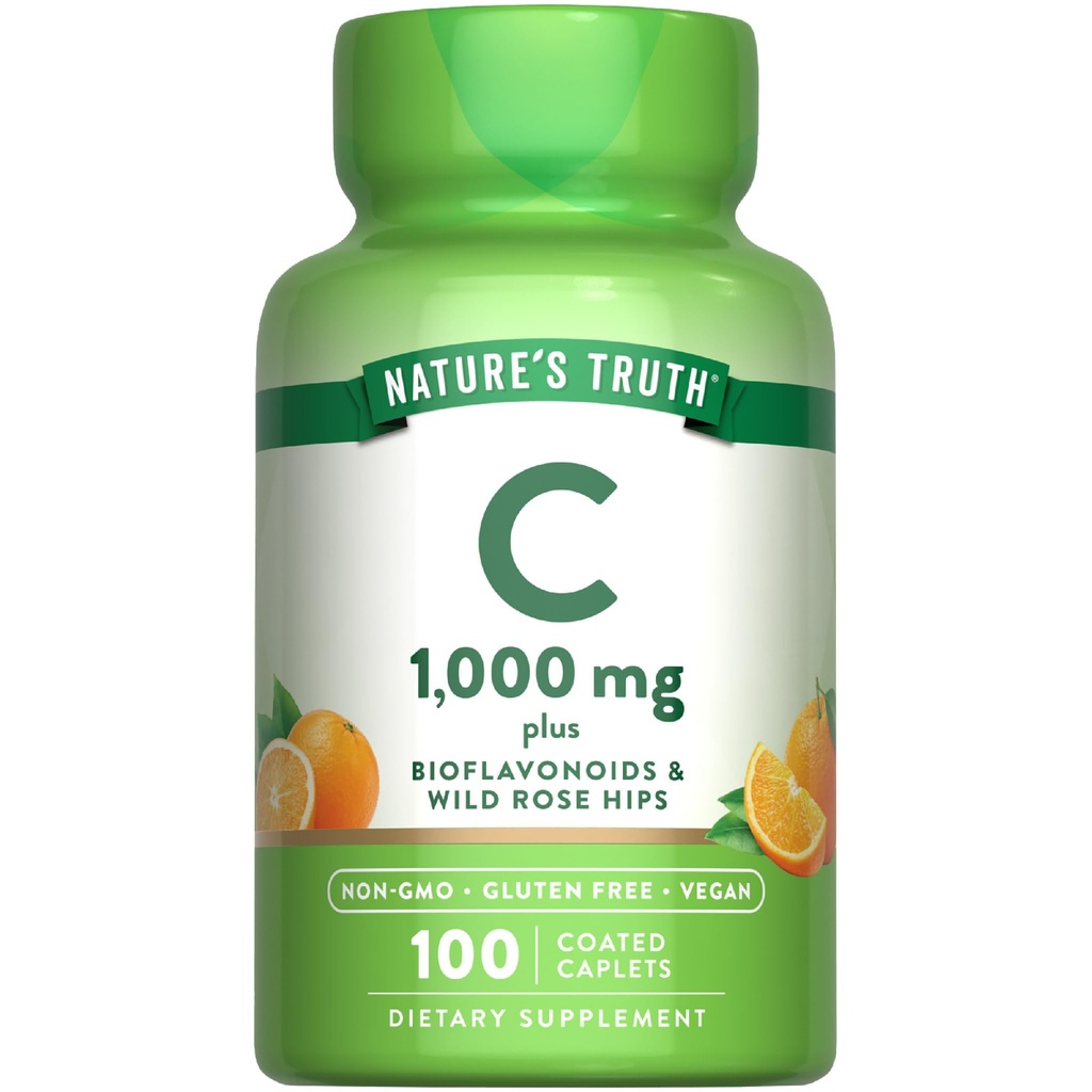 Nature's Truth C-vitamiini Bioflavonoidit & Rose HIPS 1000 mg 100 Caplets