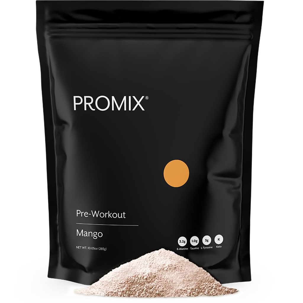 ProMix Nutrition Pre-Workout - Maximize Focus and Performance - vapaa Steviasta, Xanthan Gumista, soijasta, gluteenista ja muuntogeenisistä organismeista - Mango - 30 tarjoilua (paketti 1)