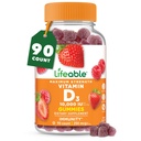 Livlig vitamin D3 10000IU | Stor smaksättning benstyrka kosttillskott | Vitamin D3 Gummies för benhälsa | Vitamin D Gummies för vuxna, män, kvinnor | 90 Gummies