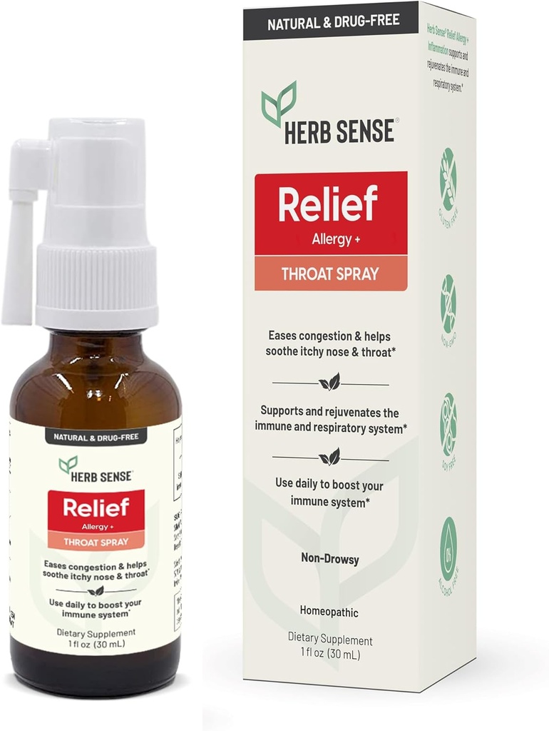 Herb Sense Allergy Relief, kurkkusumute, jäähdytys & rauhoittava, päivittäinen tuki, Drug-free, Natural, Immuunituki, 1 oz, Gluteeniton, ei GMO:ita