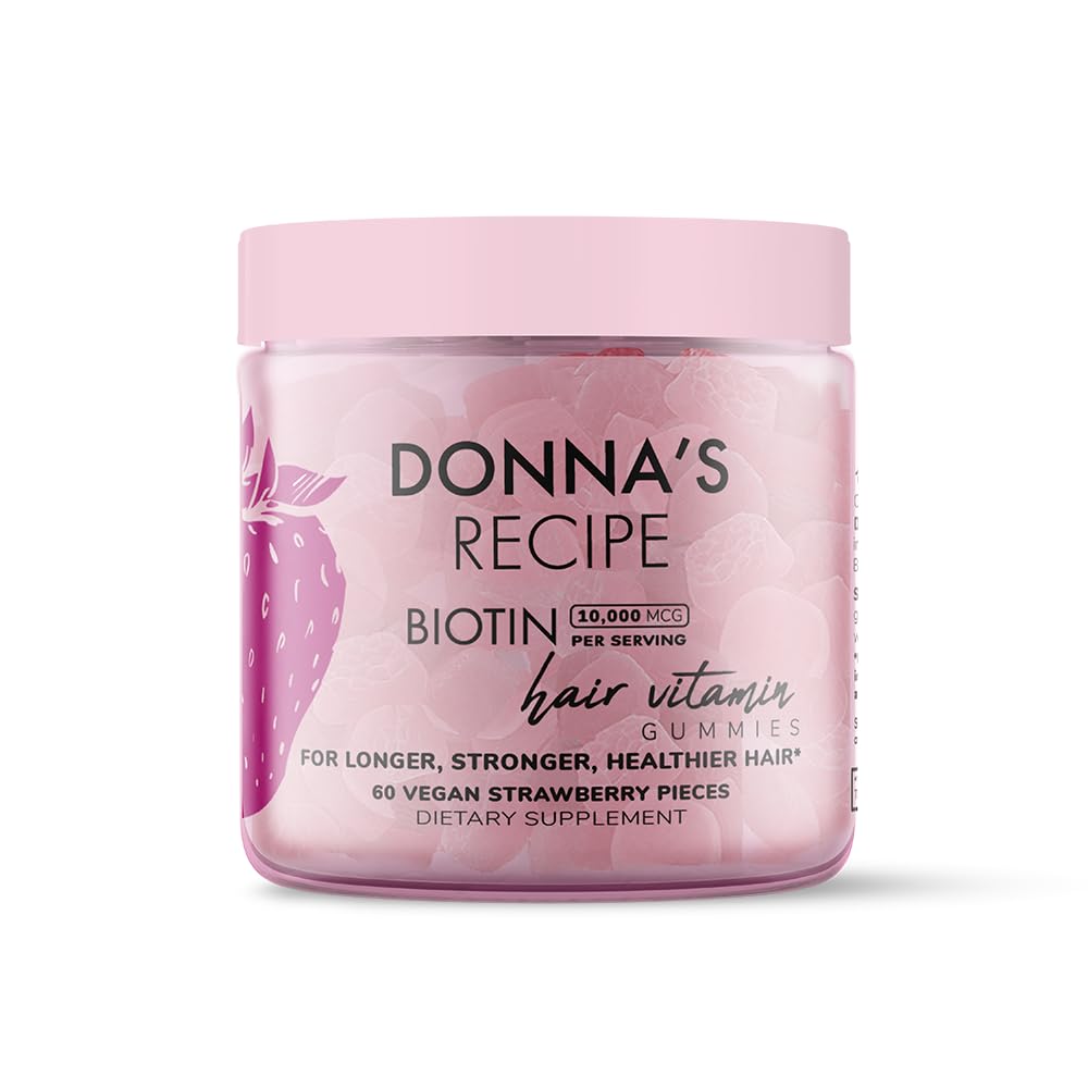 Donnas recept av Tabitha Brown | Vegan Strawberry Biotin Hair, Skin & Nails Gummies - 10 000 mcg Biotin, Clean, Non-GMO, Gluten-Free, 60 Gummies