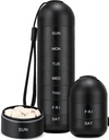 Zannaki Upgrade Large Metal Travel Pill Organizer, Waterproof Weekly Pill Box, Portable Aluminum Alloy Pill Case Container, BPA Free 7 Day Medicine Organizer Holder för vitamin, piller, tillägg