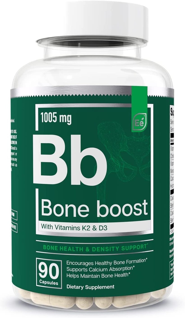 Essential Elements Bone Boost Bone Health täydennysosa - Luun tuki ja kalsium täydentää D-vitamiini 3, K2, Cissus Quadrangularis varten luun vahvuus - 90 kapselia (30 päivän tarjonta)