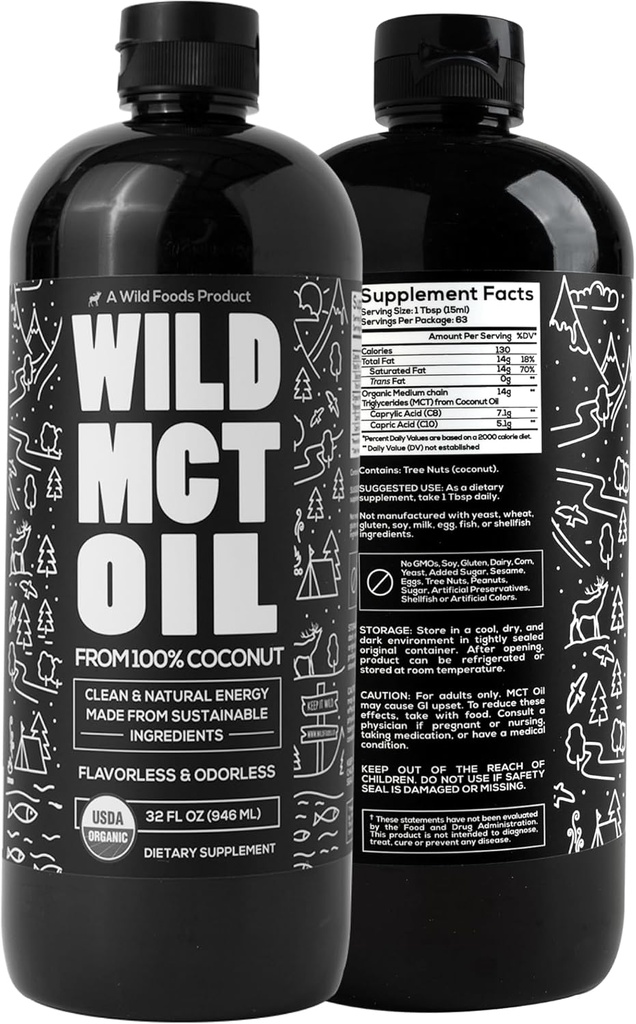Wild MCT Oil Organic Coconut ... 32 fl oz... 100% Oil for Energy & Kognitive Support ...
