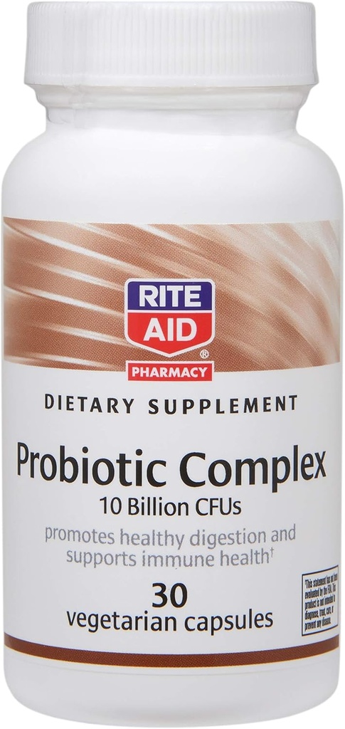 Rite Aid Dietary Supplement Probiootti Complex, 10 miljardia PMY... 30 Kasvisruokaa Kapselit ... Ruoansulatusterveys ...