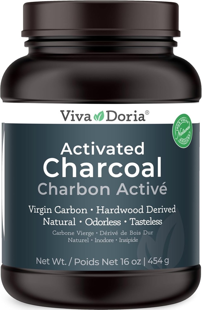 Viva Doria Neitsyt Aktiivinen hiilihiilijauhe, Hardwood Derived, Ruokaluokka, 16 Oz (1 punta)