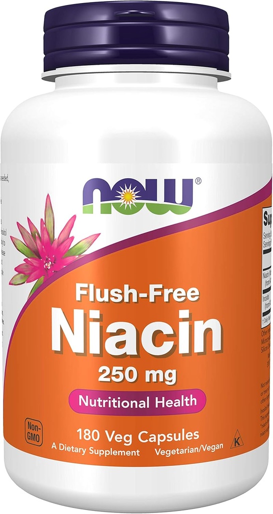 Niasiini, FLUSH VAPAA 250 mg, 180 Caps mennessä Ruoka (paketti 3)