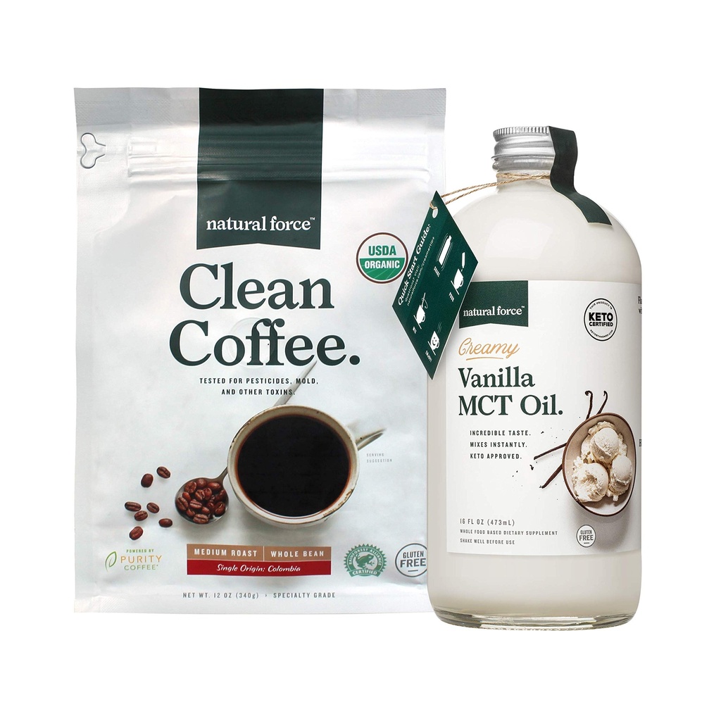Natural Force Organic Clean Coffee + Creamy Vanilla MCT Oil Bundle 