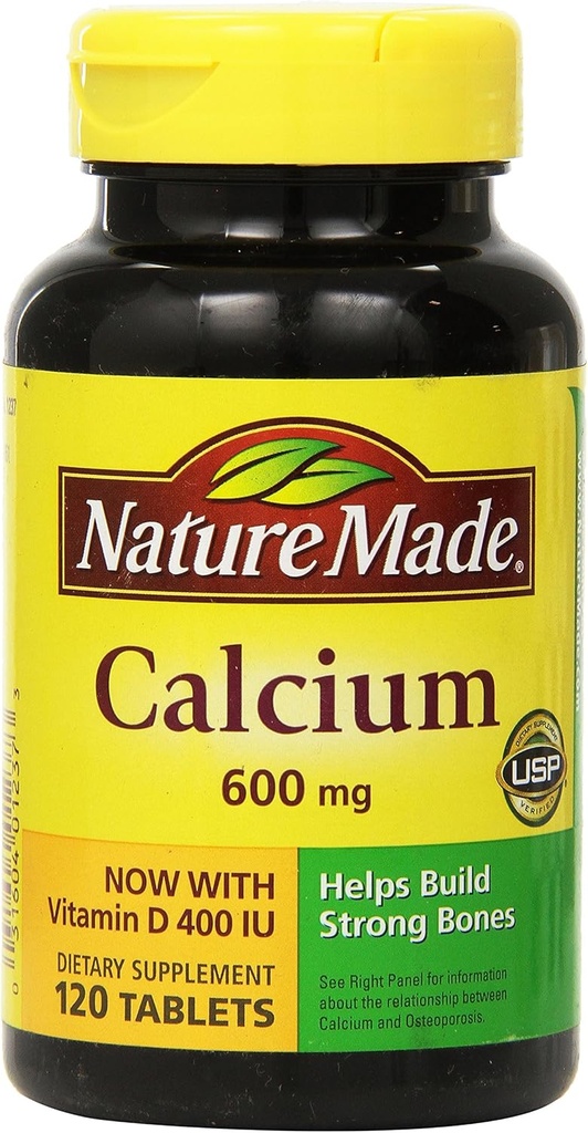 Nature Made Calcium 600 mg D3-vitamiinia immuunitukea, Tabletit, 60 kreivi, auttaa tukemaan luun vahvuus (Pack of 3)