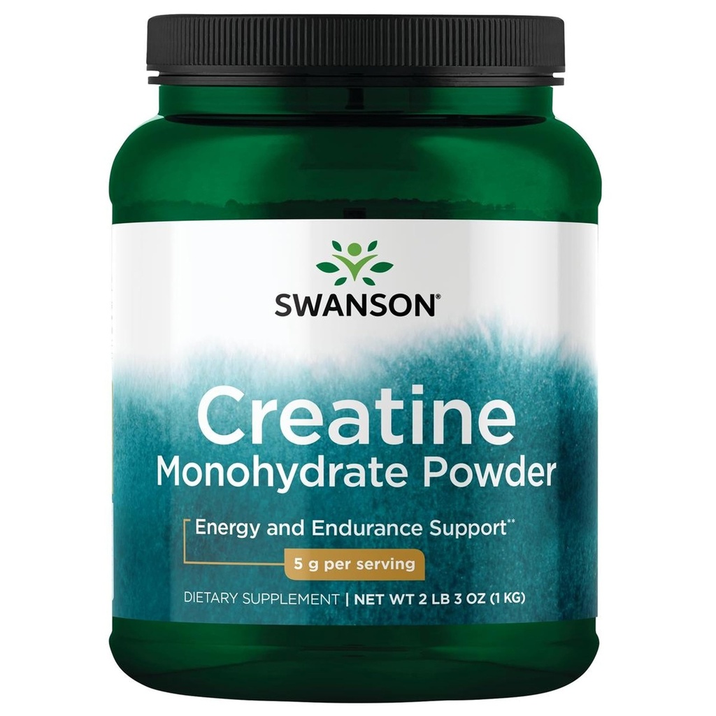 Swanson Creatiini Monohydraatti Powder, Micronized, 5g per Serving, 200 tarjoilua (1kg)