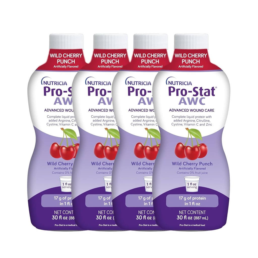 Pro-Stat Advanced Wound Care (AWC), väkevä neste proteiini Medical Food - Wild Cherry Punch Flavor, 30 Fl Oz pullo (tapaus 4)