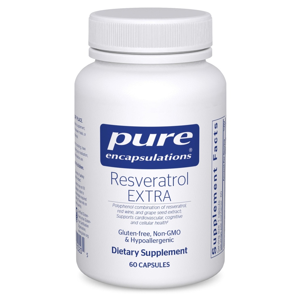 Rena inkapslingar Resveratrol EXTRA - 100 mg Trans-Resveratrol - För friska cellulära och kardiovaskulära funktioner * - Antioxidanter Supplement - Non-GMO & Gluten Free - 60 kapslar