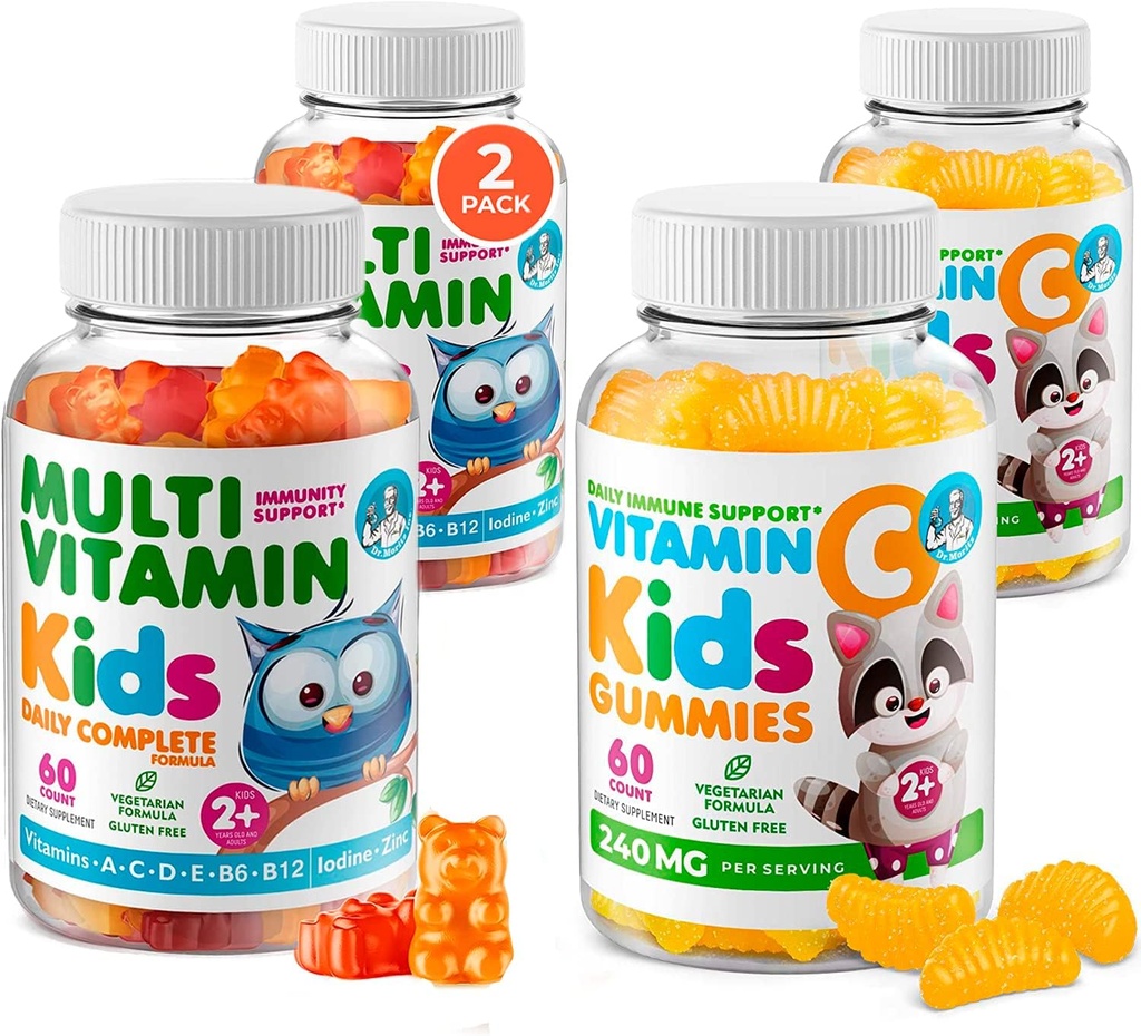 DR. MORITZ Essential Vitamiini Pari - lapset monivitamiini Gummies Bundle (60 Count, 2 Pack) kanssa C-vitamiini (60 Count 2 Pack)