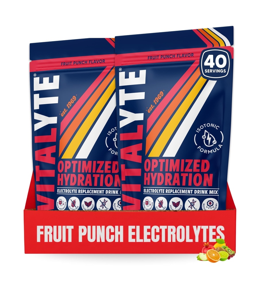 Vitalyte Electrolyte Powder Drink Mix, Isotonic Electrolyte Hydration Mix, Gluten Free Post Workout Powder Mix, Pack på 2, 35 oz. Varje Fruit Punch smak