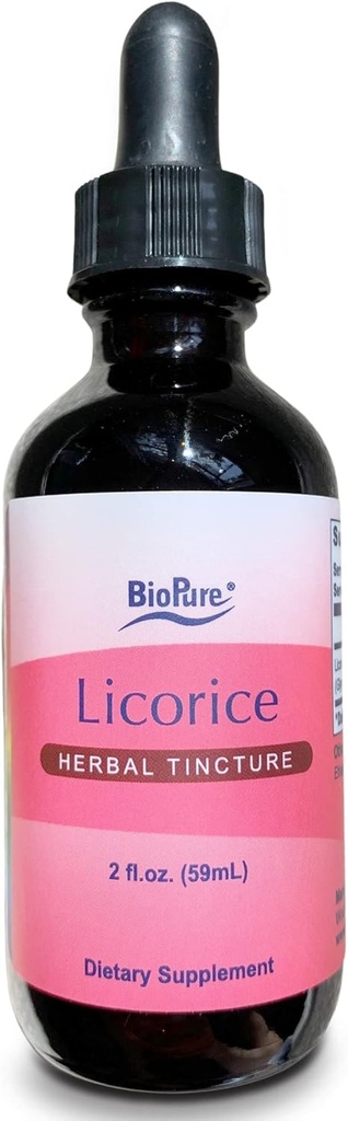 BioPure Licorice Tincture - Potent Botanical Extract of Licorice Root, en växtbaserad adaptogen som lugnar halsen och stöder övre luftvägar, immun och gastrointestinal Systemfunktion - 2 fl oz