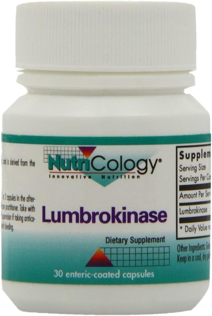 Nutricology Lumbrokinase Supplement - Cirkulatorisk systemstöd, stöder blodcirkulationen redan i den normala gränsen - 30 försenade utsläpp vegetariska kapslar