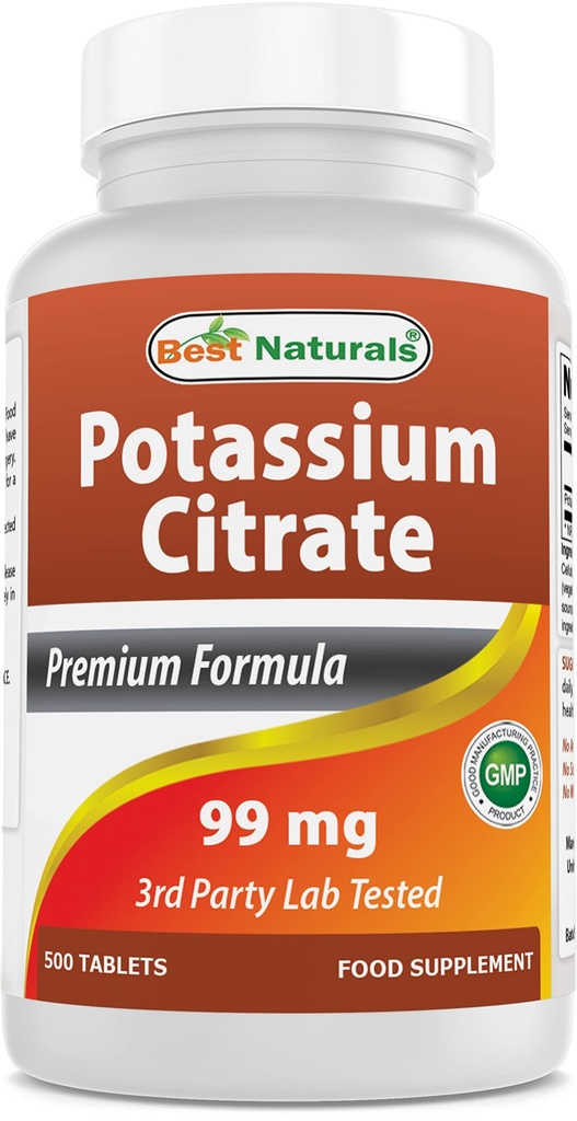 Best Naturals Kalium Citrate 99mg 500 tablettia - 3rd Party Lab testattu