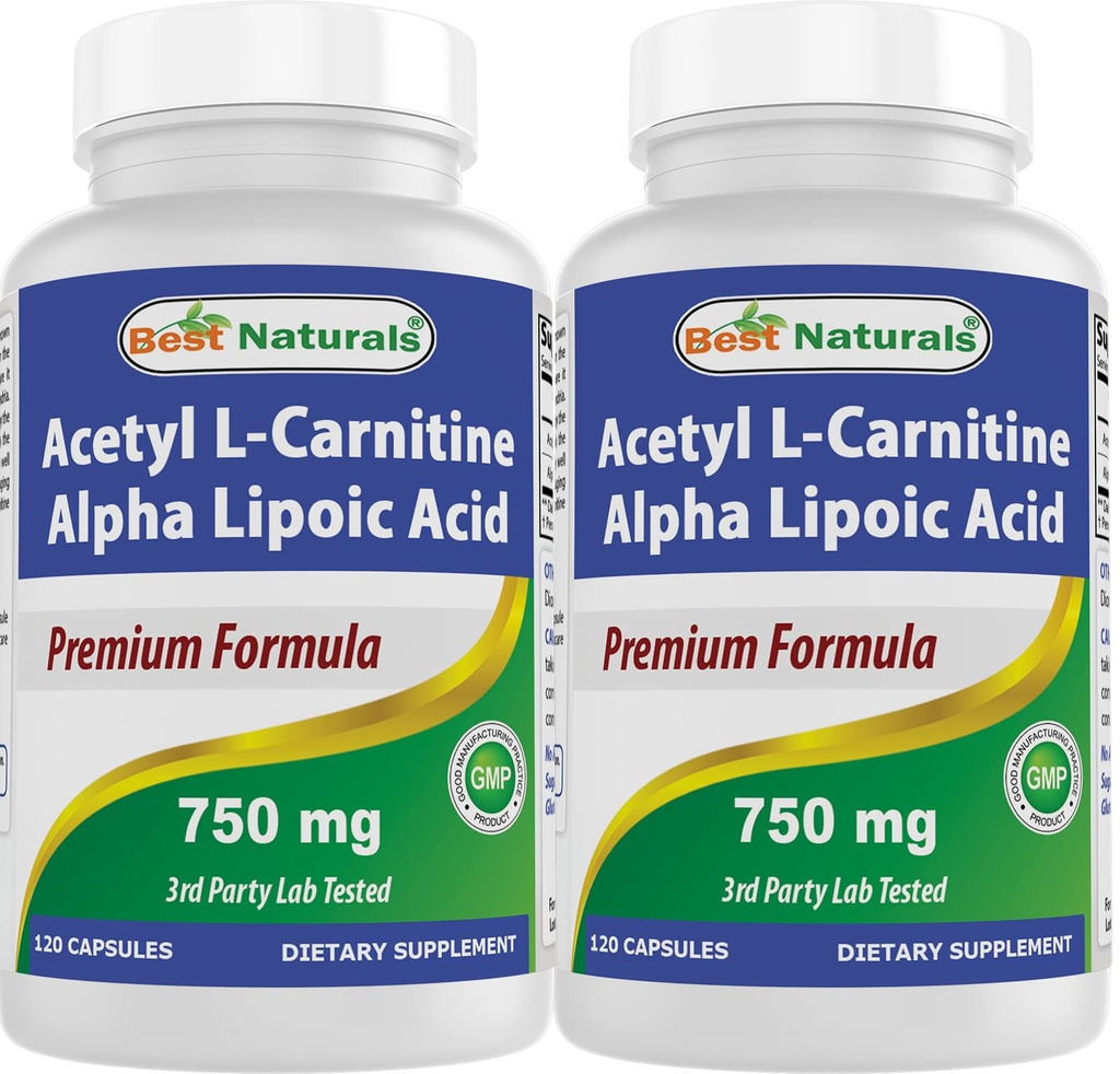 Bästa Naturals Acetyl L-Carnitine och Alpha Lipoic Acid 750 mg 120 kapslar (120 greve av 2)