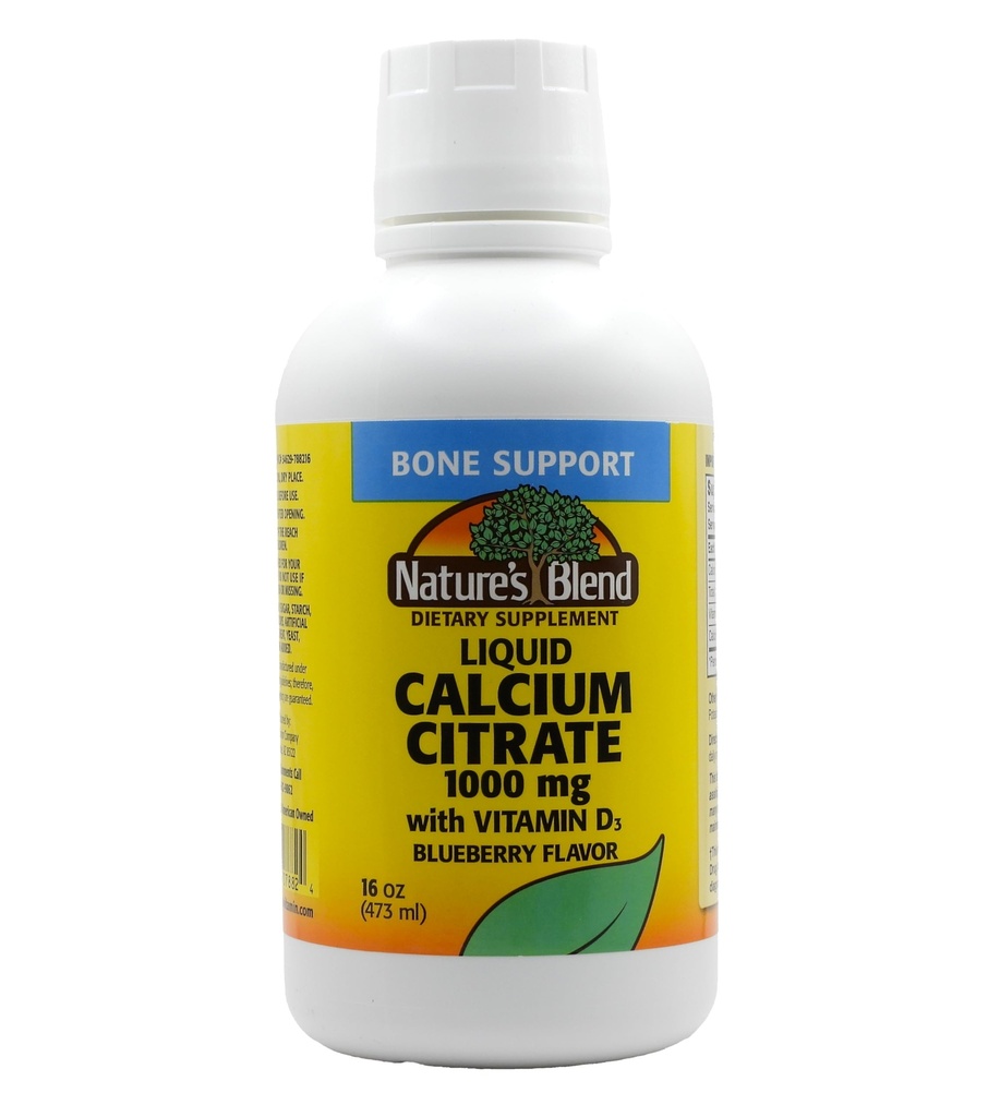 Flytande Calcium Citrate 1000mg med D3 16 fl oz flytande blåbär